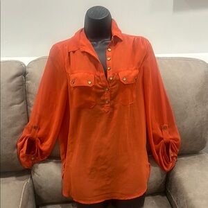 Pretty Good Orange 3/4 Sleeve Relaxed Blouse